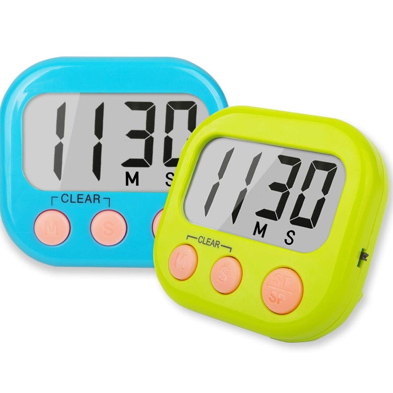 AOUCE Classroom Timers for Teachers Kids Large Magnetic Digital Timer Teacher Supplies 2 Pack-Blue Green - Image 1